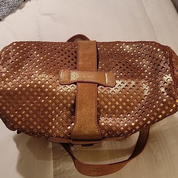 Jimmy Choo Tan Metallic Riki Shoulder Bag - Picture 6 of 14